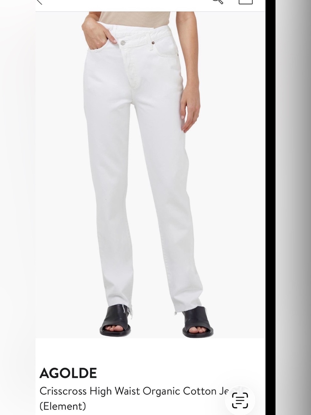 Agolde White Crisscross High-Rise Jeans - size 27 - organic cotton